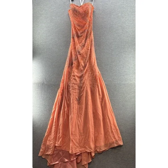 Dresses | Riva Designs Orange Sweetheart Strapless Rhinestones Long Gown  Dress Size 6 | Poshmark